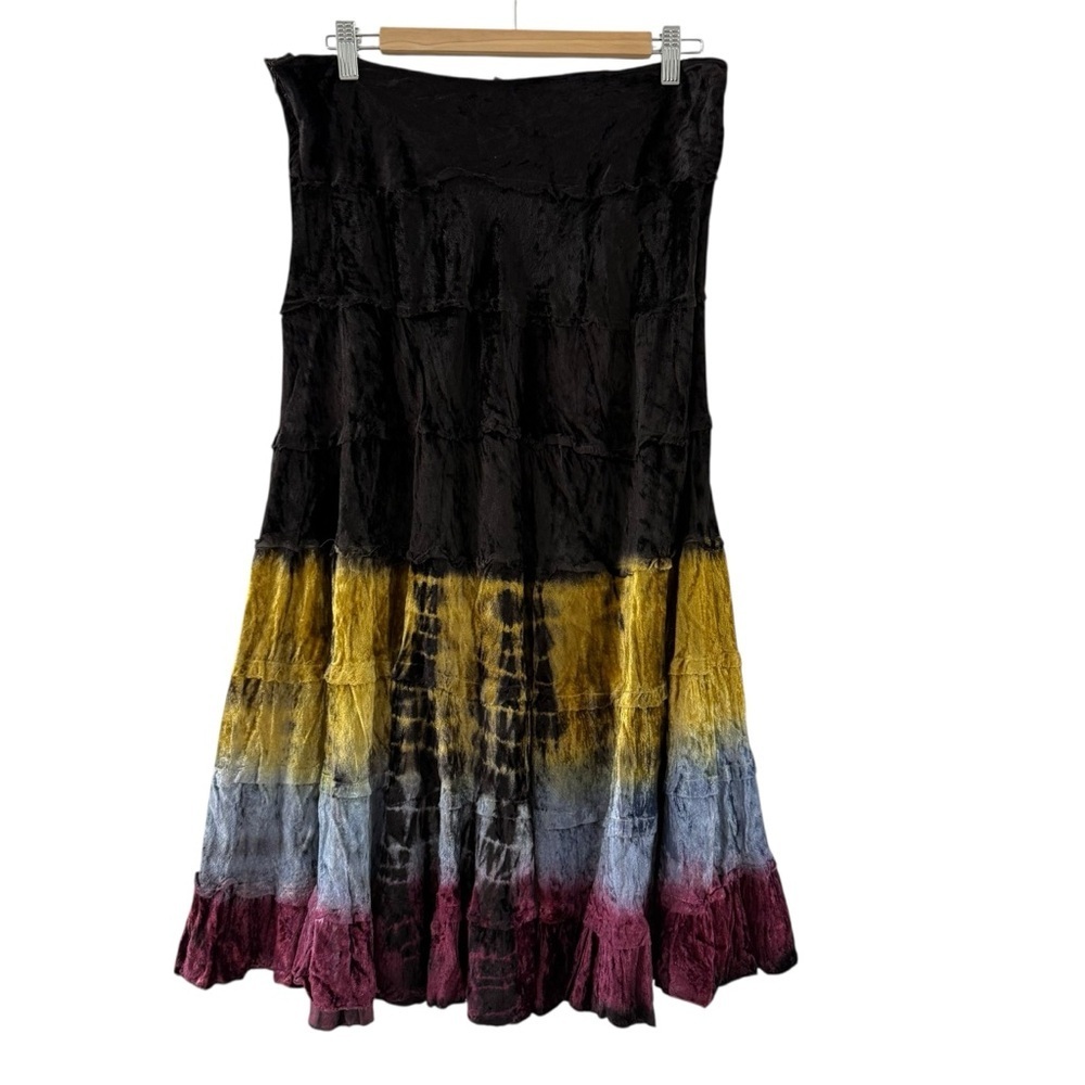 Dimri Multicolor Crushed Velvet Ruffled Skirt Size Medium - Picture 2 of 4